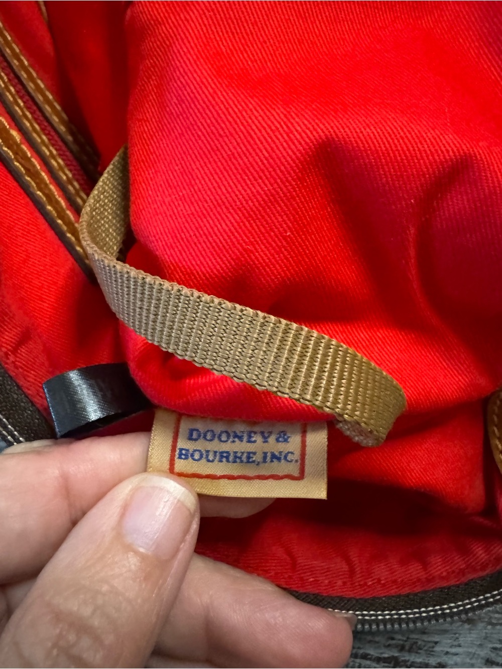 Dooney & Bourke Tan Canvas Satchel with Brown Leather Handles - Picture 12 of 15
